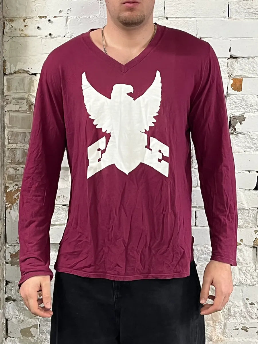 Dries Van Noten Large Bordeaux Eagle V Neck Longsleeves VUAuYgv 1