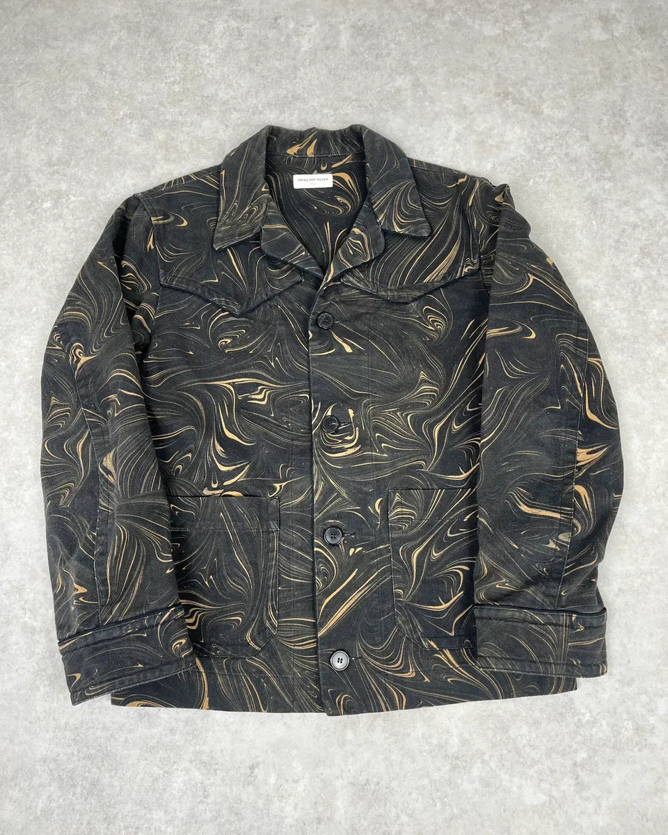 Dries Van Noten Marble Effect Black Jacket aoVcyCa 4