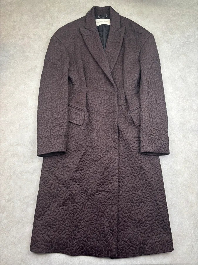 AW2014 Dries Van Noten Marron Wool Loose Textured Long Coat jpjhUUl 0