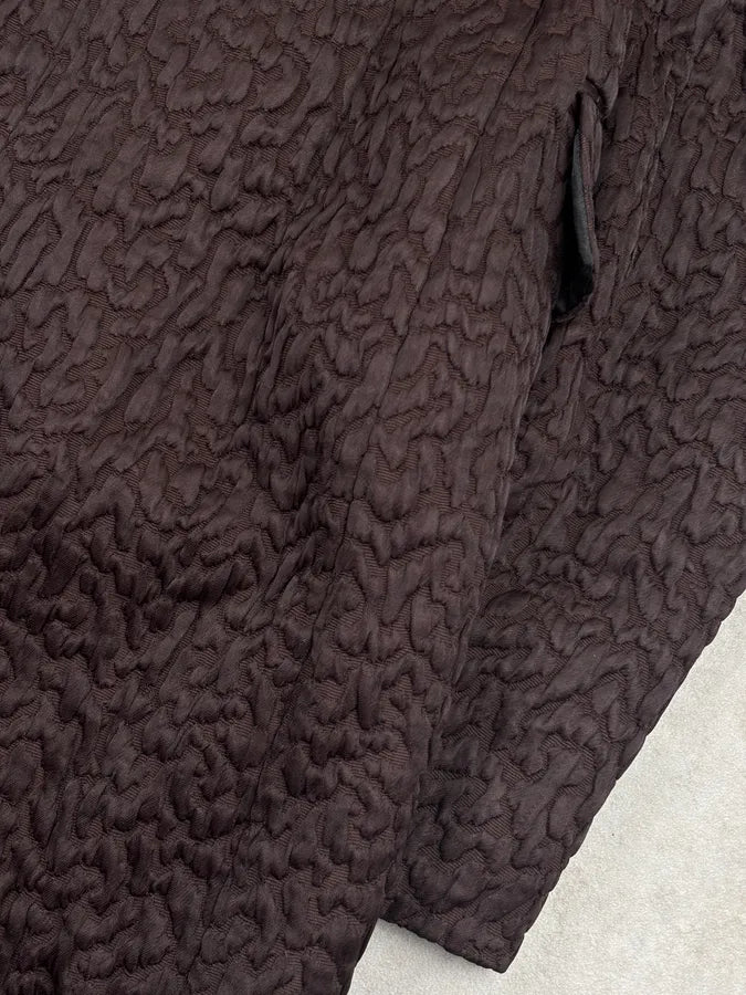 AW2014 Dries Van Noten Marron Wool Loose Textured Long Coat jpjhUUl 9