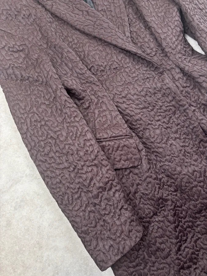 AW2014 Dries Van Noten Marron Wool Loose Textured Long Coat jpjhUUl 8