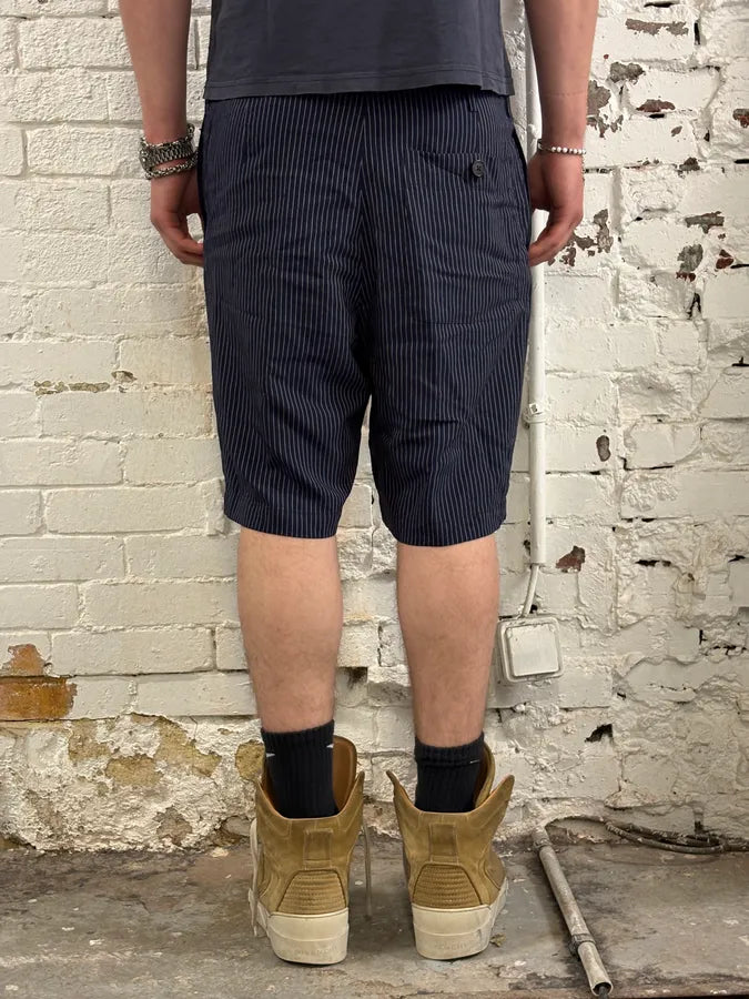 Dries Van Noten Navy Acetate Viscose Pinstripe Shorts JvtAbYi 3