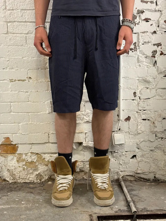 Dries Van Noten Navy Acetate Viscose Pinstripe Shorts JvtAbYi 1