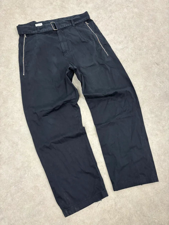 Dries Van Noten Navy Minimalist Belted Cozy Pants FrNqfeI 4