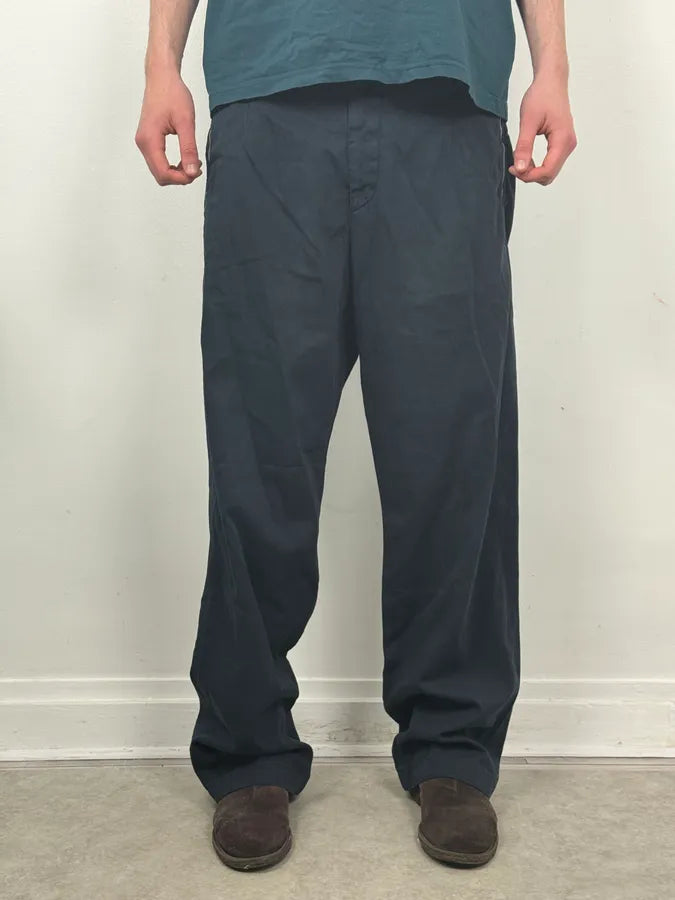 Dries Van Noten Navy Minimalist Belted Cozy Pants FrNqfeI 1