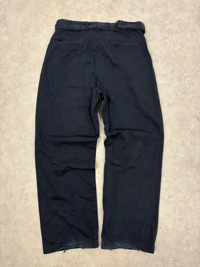 Dries Van Noten Navy Minimalist Belted Cozy Pants FrNqfeI 6