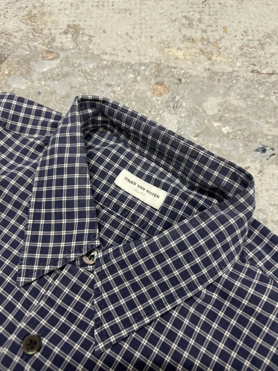 Dries Van Noten Navy Checkered Shirt sbAIIhT 10