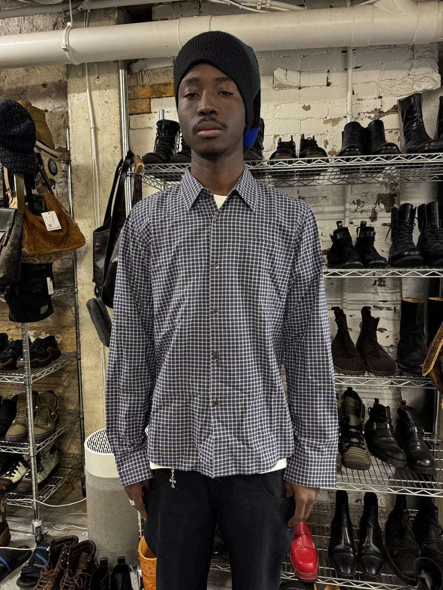 Dries Van Noten Navy Checkered Shirt sbAIIhT 2