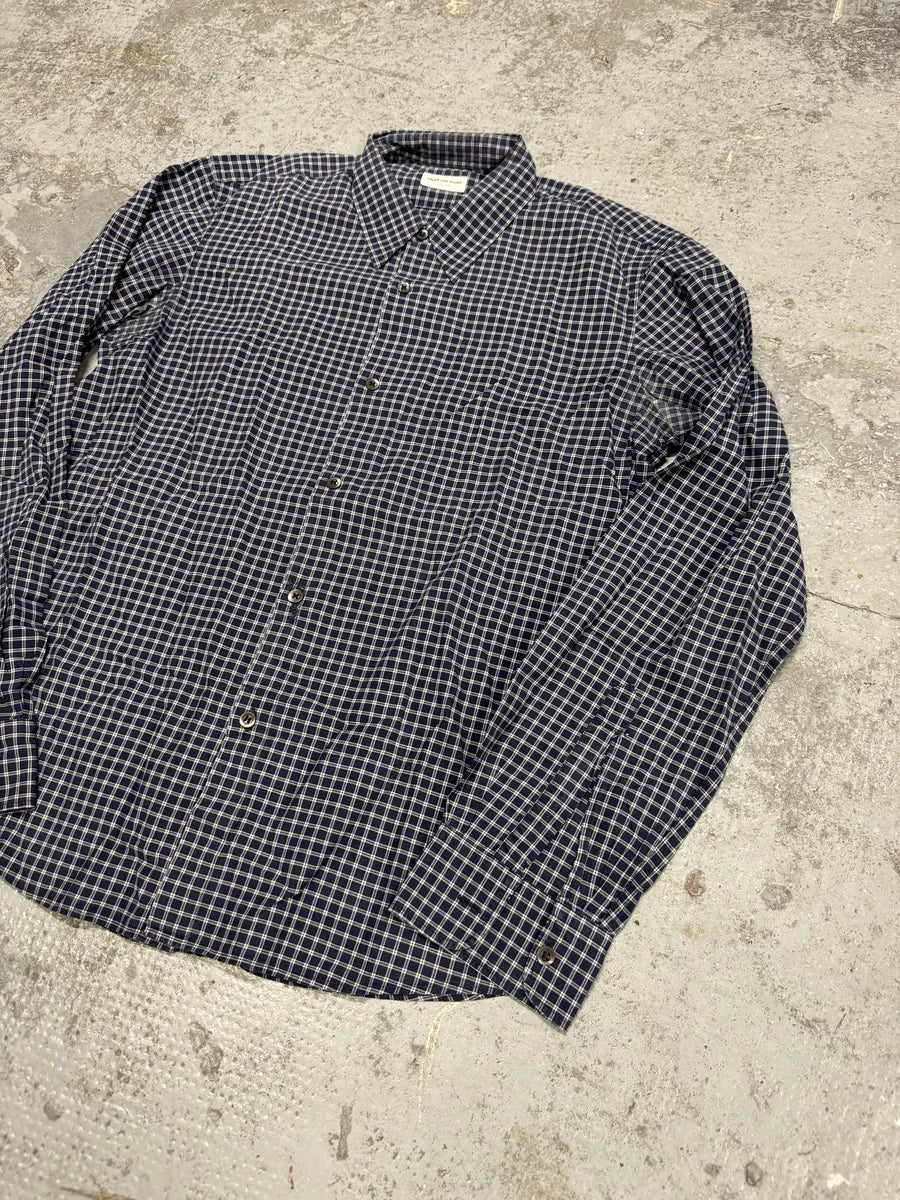 Dries Van Noten Navy Checkered Shirt sbAIIhT 4