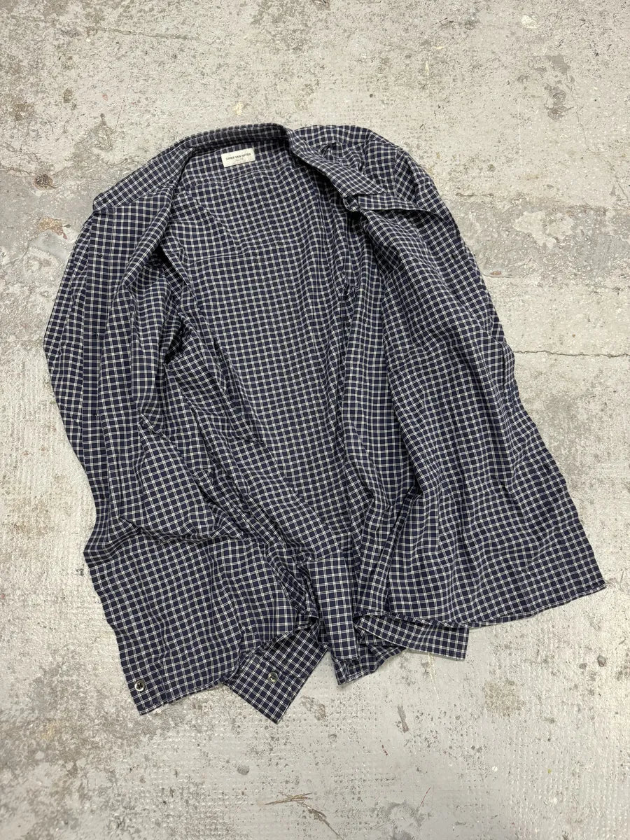 Dries Van Noten Navy Checkered Shirt sbAIIhT 6