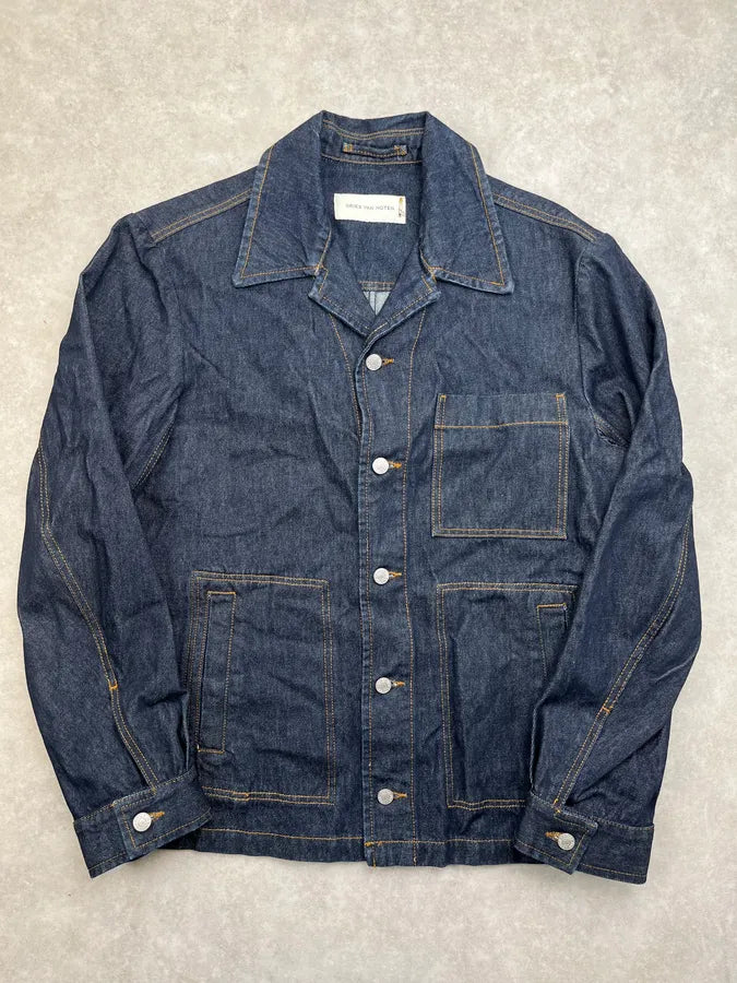 AW2025 Dries Van Noten Navy Chest Pocket Denim Jacket eAxdnbN 2