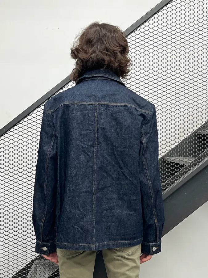 AW2025 Dries Van Noten Navy Chest Pocket Denim Jacket eAxdnbN 1