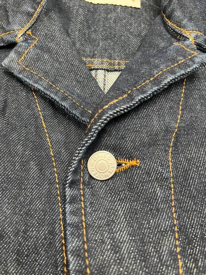 AW2025 Dries Van Noten Navy Chest Pocket Denim Jacket eAxdnbN 7