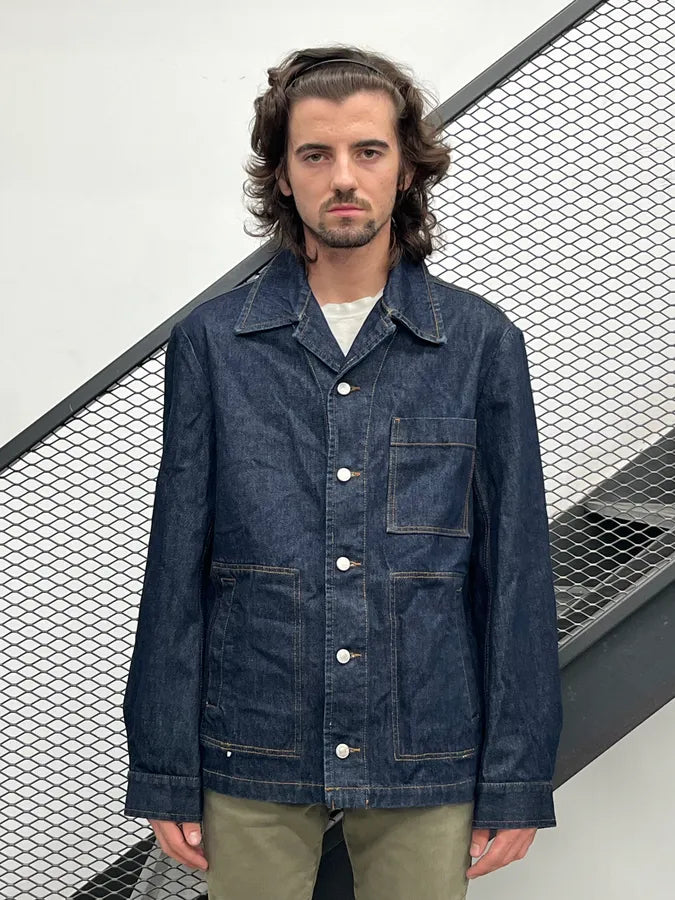 AW2025 Dries Van Noten Navy Chest Pocket Denim Jacket eAxdnbN 0