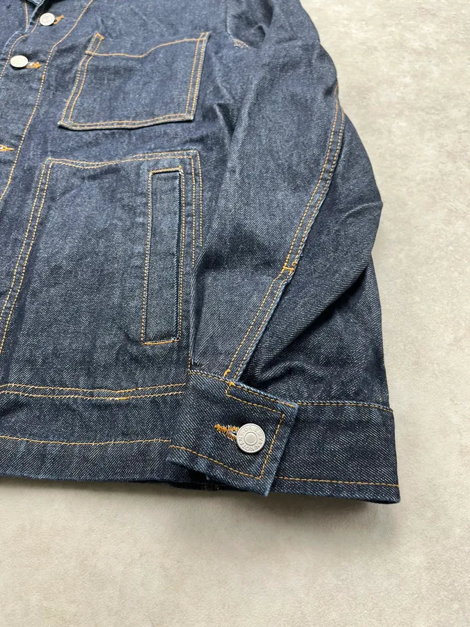 AW2025 Dries Van Noten Navy Chest Pocket Denim Jacket eAxdnbN 6