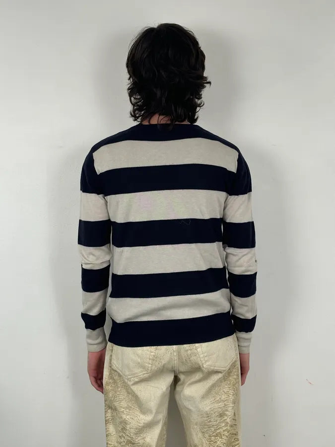 Dries Van Noten Navy & White Striped Sweater XLCXtCb 2