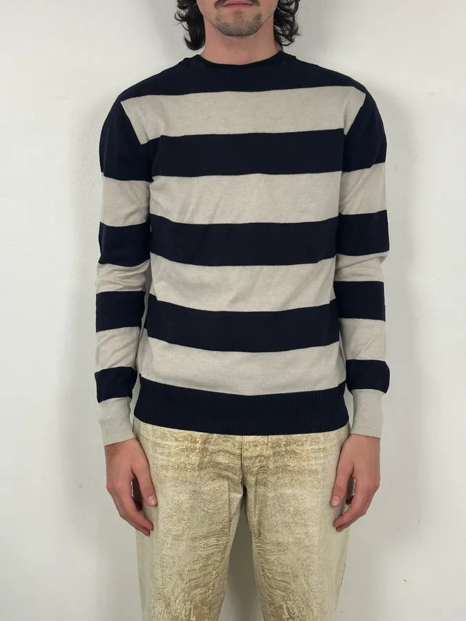 Dries Van Noten Navy & White Striped Sweater XLCXtCb 1