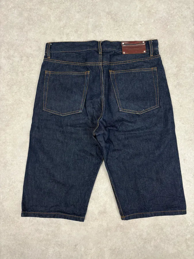 Dries Van Noten Navy Denim Contrast Stitch Shorts CpgBCcz 5