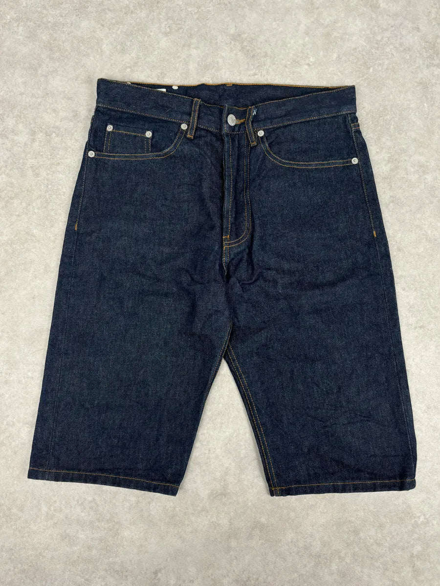 Dries Van Noten Navy Denim Contrast Stitch Shorts CpgBCcz 0