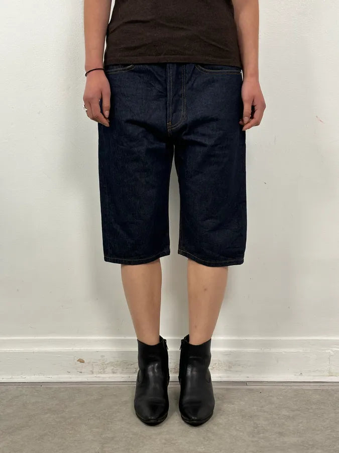 Dries Van Noten Navy Denim Contrast Stitch Shorts CpgBCcz 1