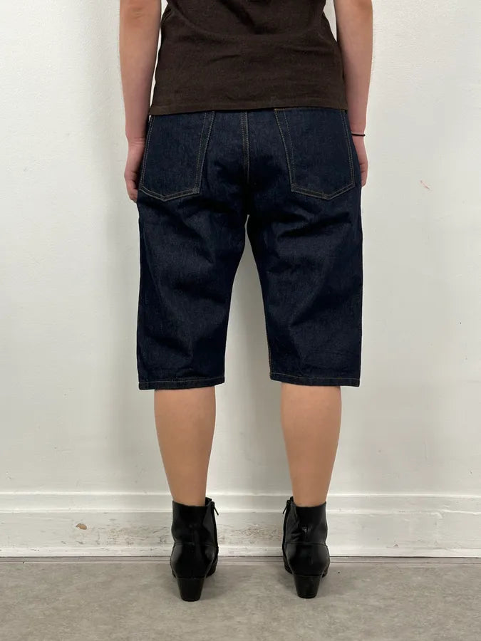 Dries Van Noten Navy Denim Contrast Stitch Shorts CpgBCcz 3