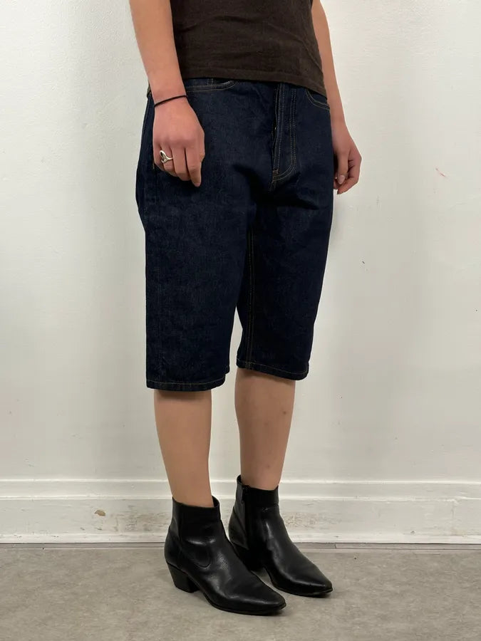 Dries Van Noten Navy Denim Contrast Stitch Shorts CpgBCcz 2