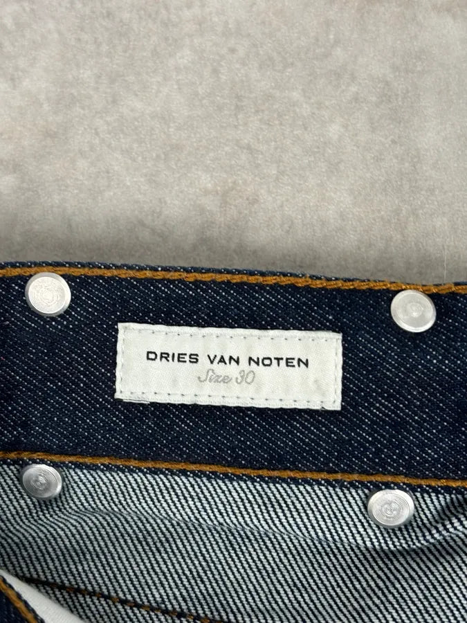 Dries Van Noten Navy Denim Contrast Stitch Shorts CpgBCcz 9