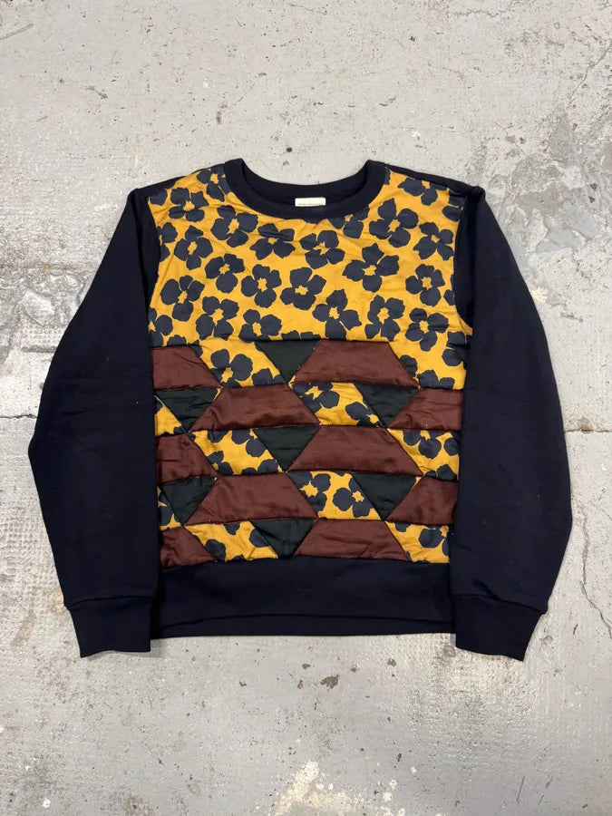 Dries Van Noten Navy Flowers Hybrid Bohemian Sweater qPXbjSL 0