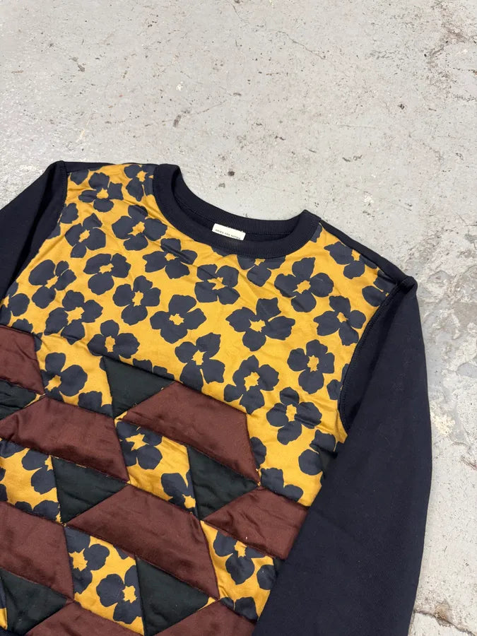 Dries Van Noten Navy Flowers Hybrid Bohemian Sweater qPXbjSL 1