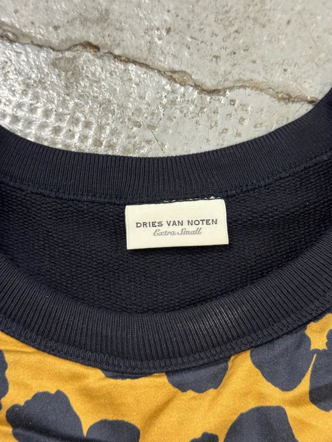 Dries Van Noten Navy Flowers Hybrid Bohemian Sweater qPXbjSL 2