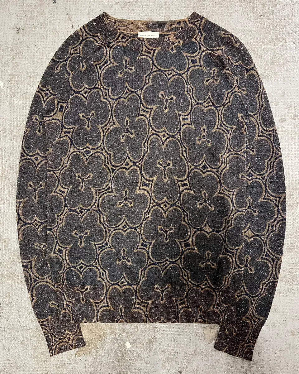 Dries Van Noten Navy Flowers Sweater (S) 1