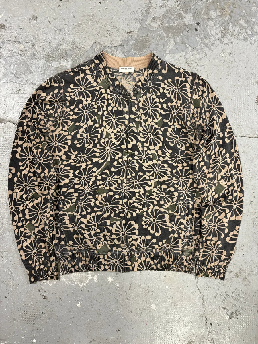 Dries Van Noten Olive Flower Bomber Jacket (S/M) 0