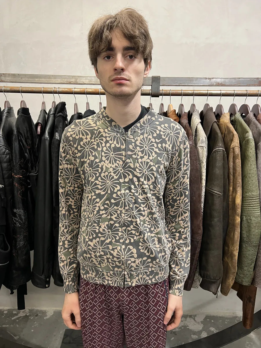 Dries Van Noten Olive Flower Bomber Jacket (S/M) 1