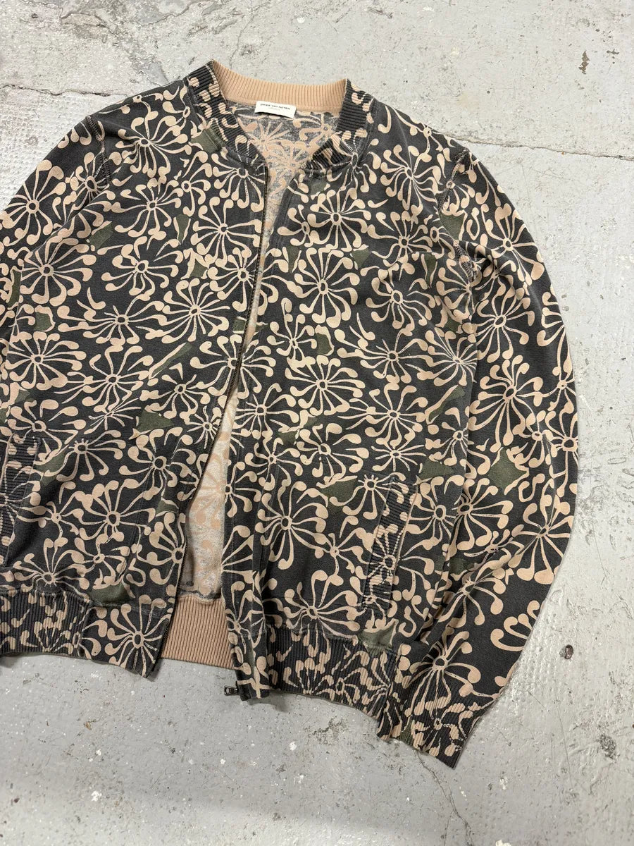 Dries Van Noten Olive Flower Bomber Jacket (S/M) 10