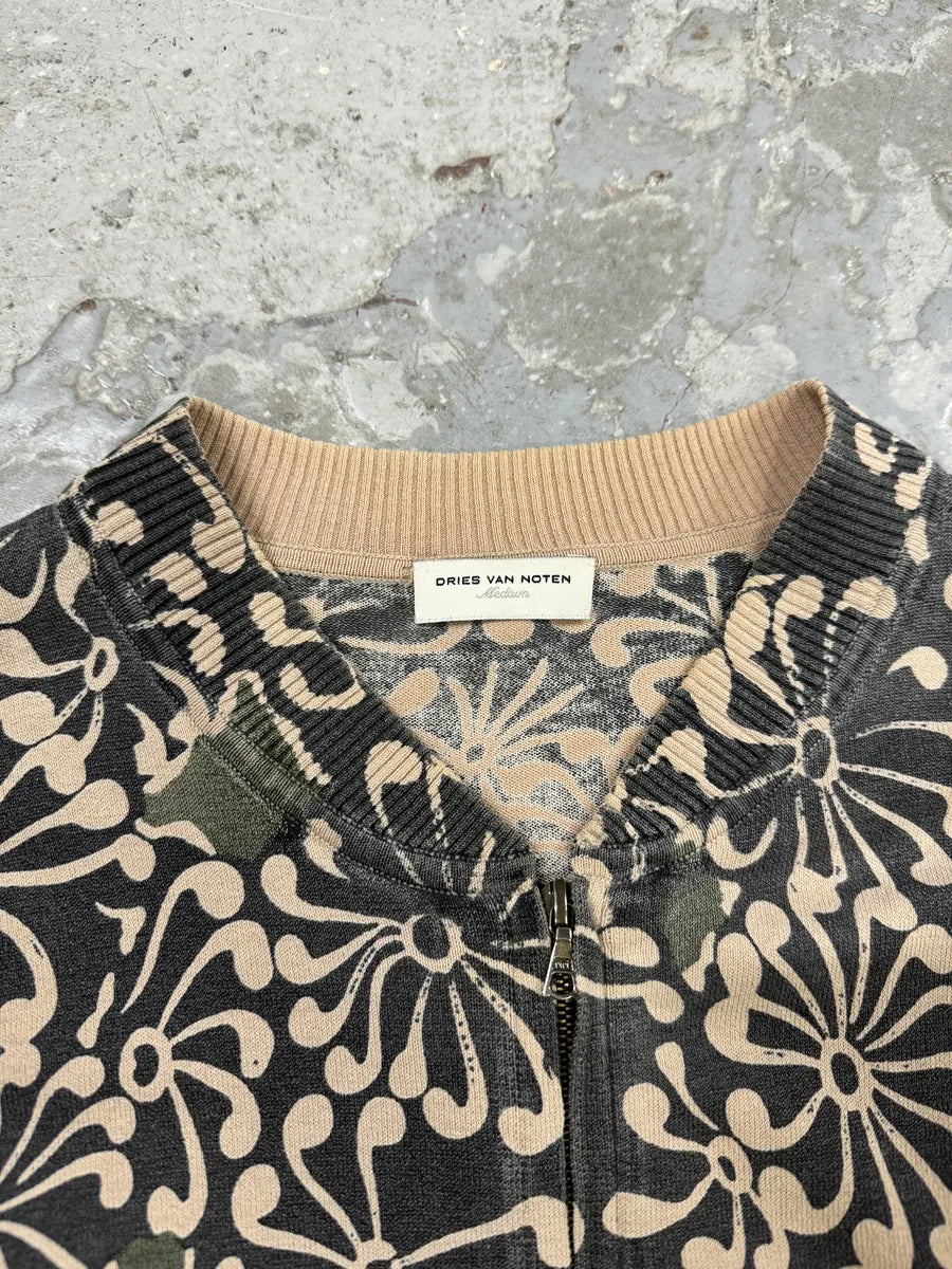 Dries Van Noten Olive Flower Bomber Jacket (S/M) 7