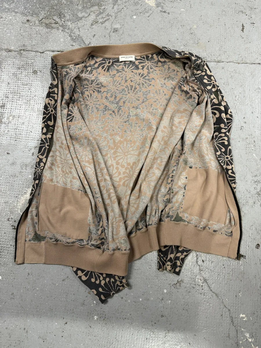 Dries Van Noten Olive Flower Bomber Jacket (S/M) 9