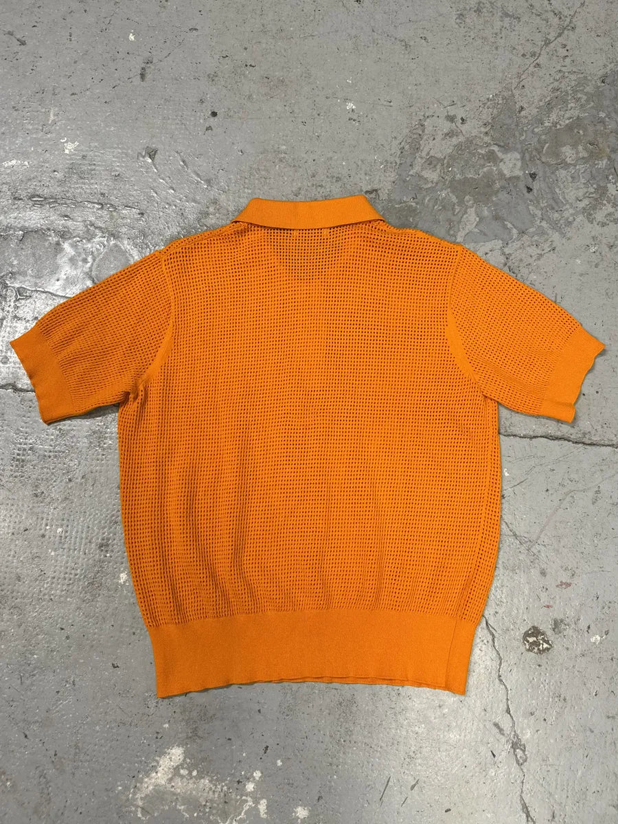 Dries Van Noten Orange Soft Knit Polo Shirt (S) QzJJHRu 1