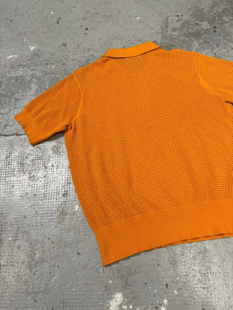 Dries Van Noten Orange Soft Knit Polo Shirt (S) QzJJHRu 2