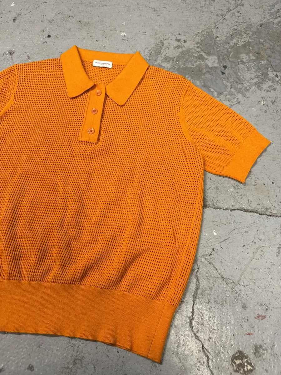 Dries Van Noten Orange Soft Knit Polo Shirt (S) QzJJHRu 5