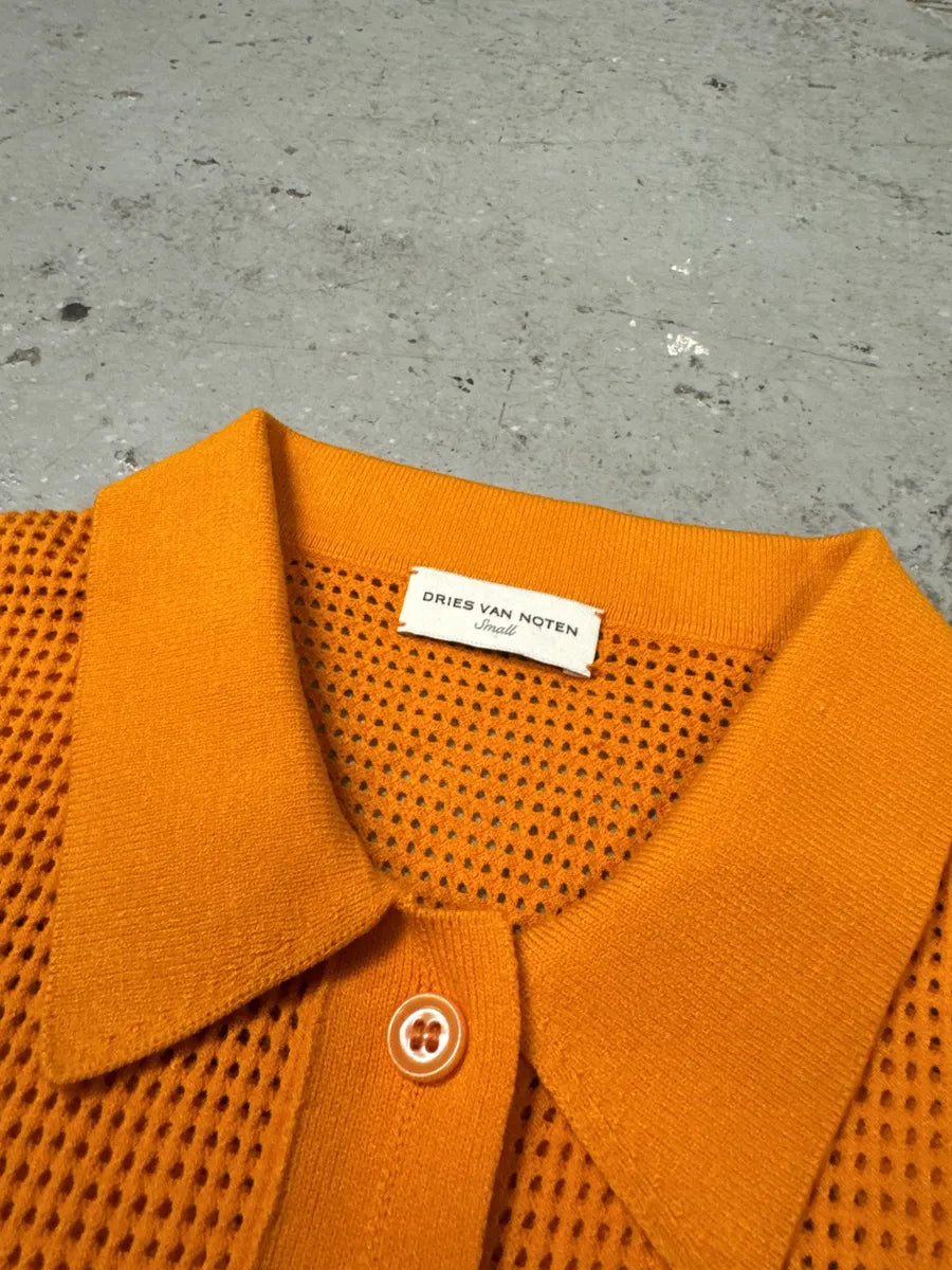 Dries Van Noten Orange Soft Knit Polo Shirt (S) QzJJHRu 6