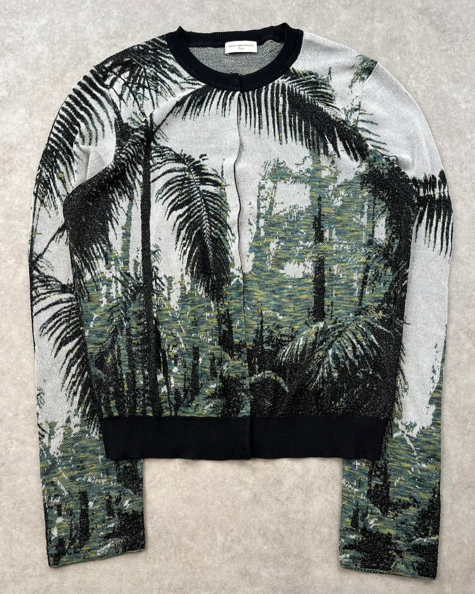 Dries Van Noten Palm Tree White Cardigan EAXApUU 3