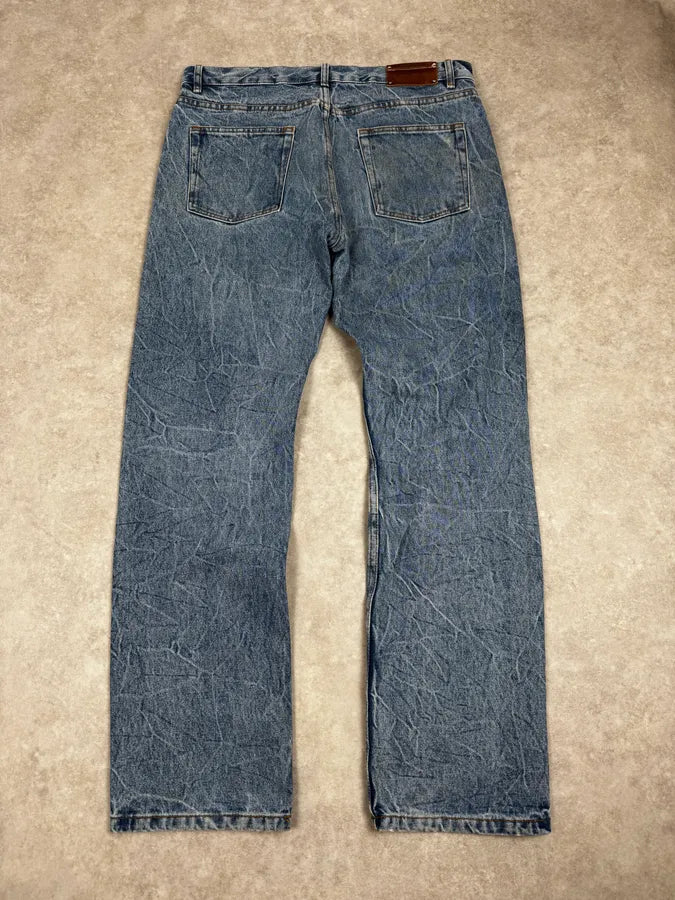 Dries Van Noten Panthero Blue Washed Denim Jeans oiCoffv 3