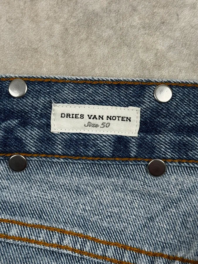 Dries Van Noten Panthero Blue Washed Denim Jeans oiCoffv 7
