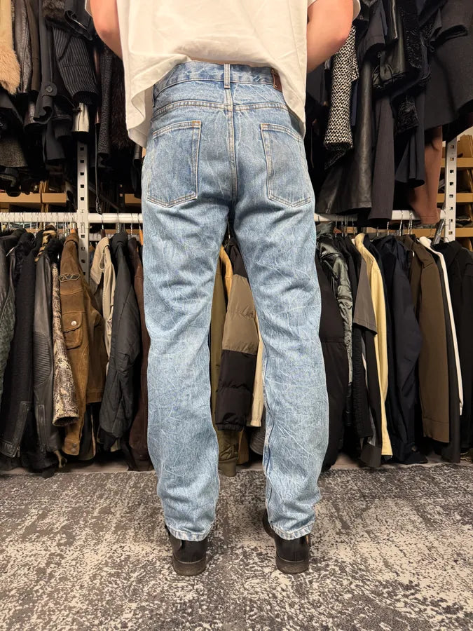 Dries Van Noten Panthero Blue Washed Denim Jeans oiCoffv 4