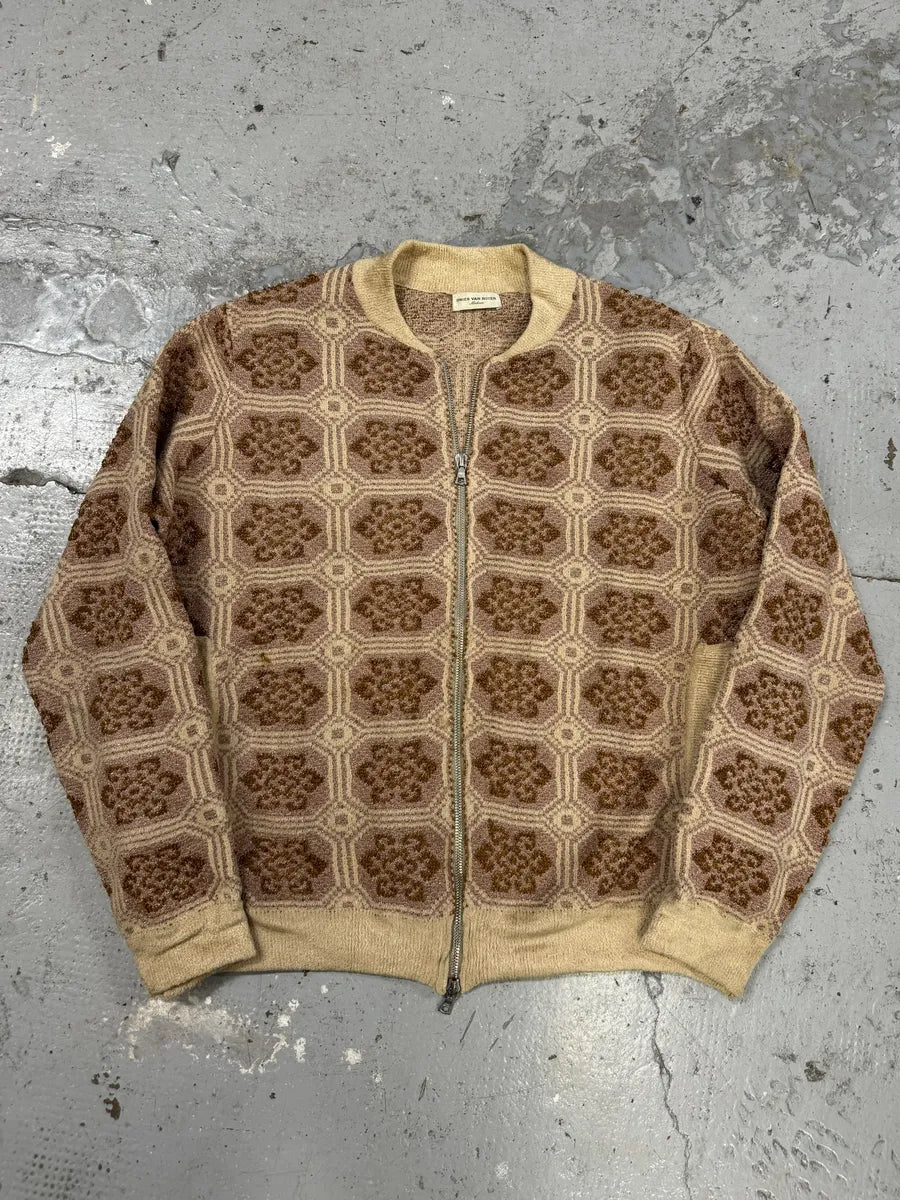 Dries Van Noten Pattern Creamy Zip-up Sweater eKcHsdI 0