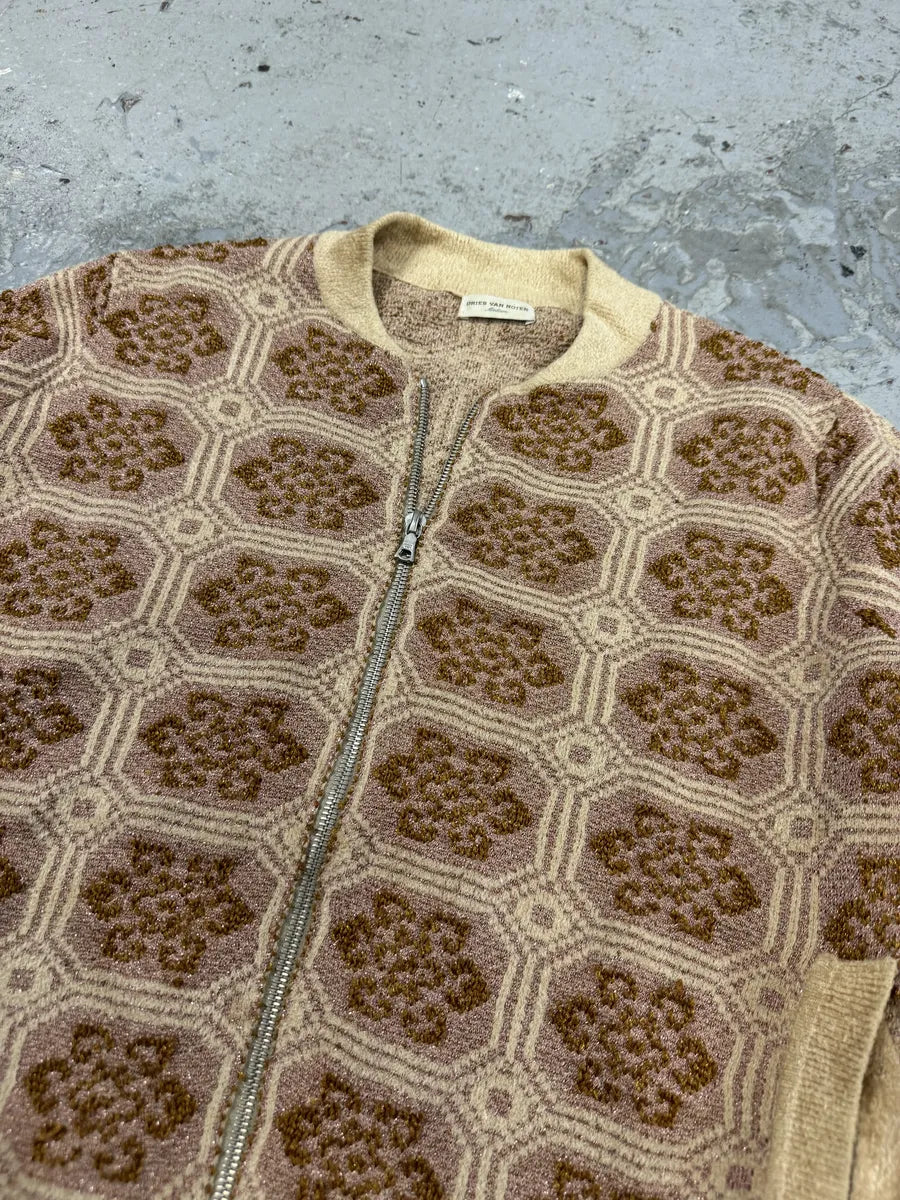 Dries Van Noten Pattern Creamy Zip-up Sweater eKcHsdI 7