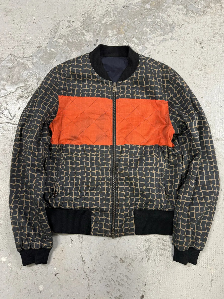 Dries Van Noten Pattern Reversible Navy/Orange Bomber Jacket (M) YItVThV 0