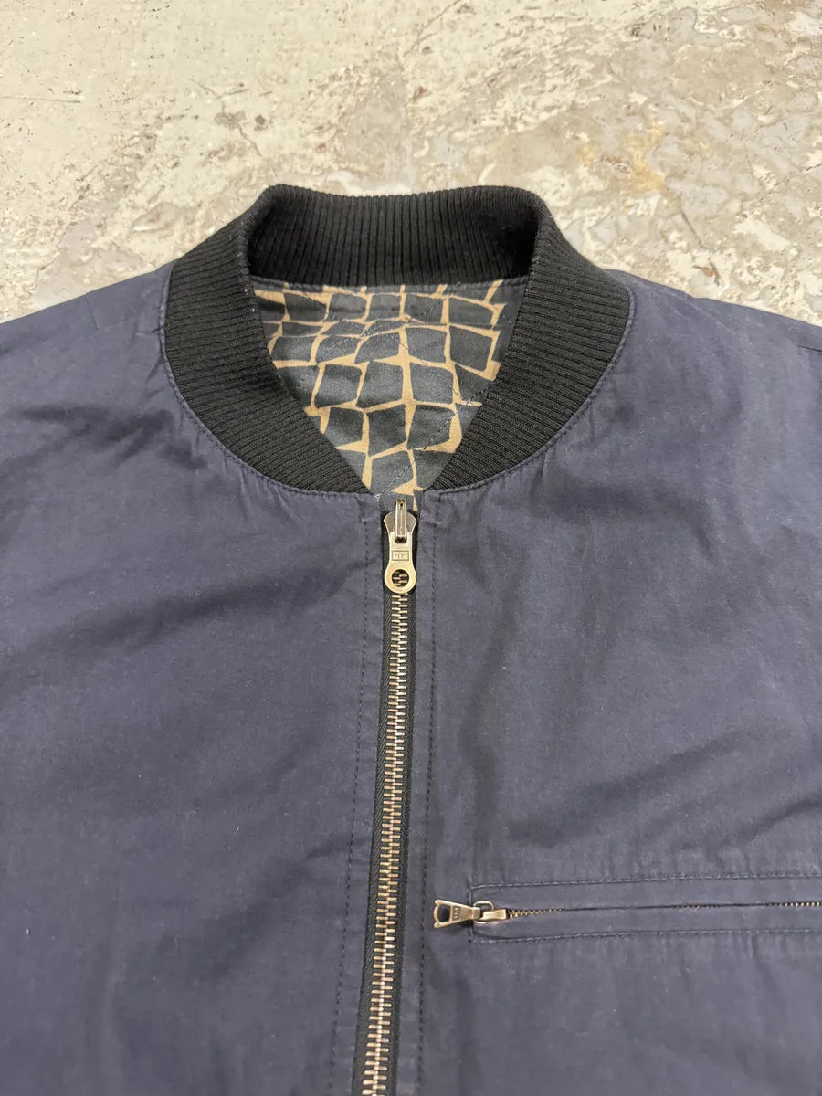 Dries Van Noten Pattern Reversible Navy/Orange Bomber Jacket (M) YItVThV 6