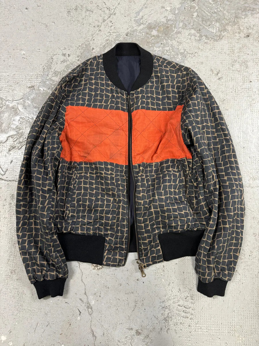 Dries Van Noten Pattern Reversible Navy/Orange Bomber Jacket (M) YItVThV 8