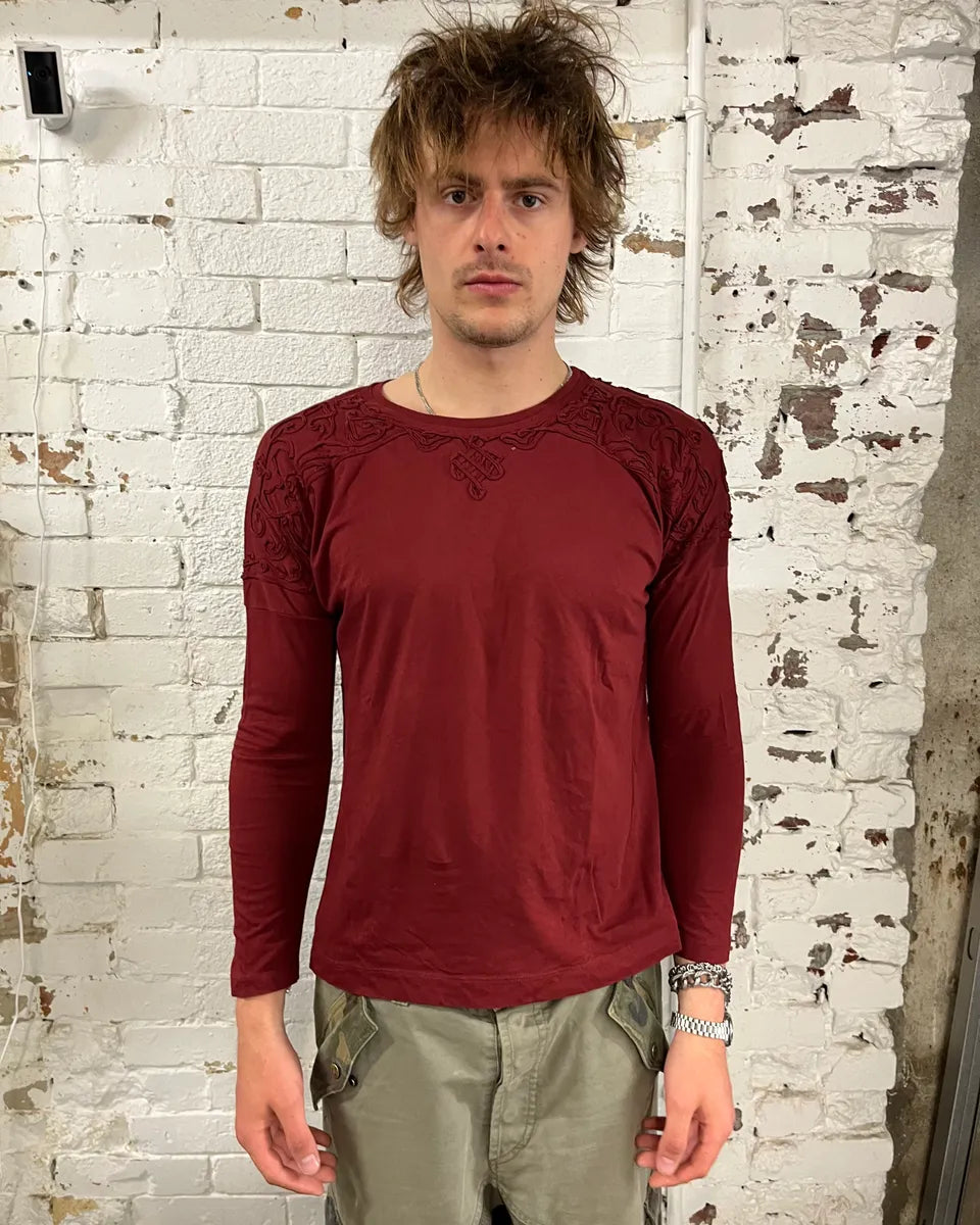 Dries Van Noten Red Embroidered Longsleeve T-Shirt GpqROYy 1